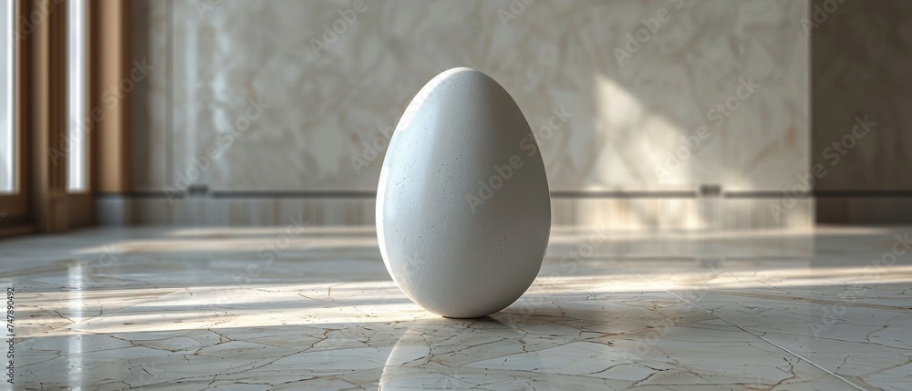 Poster an easter holiday with a blank background and an egg. rendering in 3d