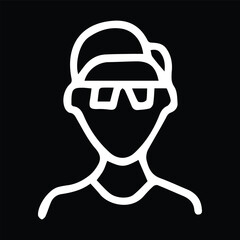 Man wearing glasses icon line style isolated on black background. Vector illustration