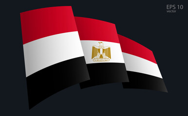 Waving Vector flag of Egypt. National flag waving symbol. Banner design element.
