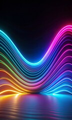 Abstract 3D Rendering of Colorful Neon Background, Vibrant and Dynamic Design with Futuristic Neon Lights