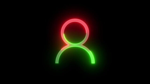 Neon contact icon green red color glowing animation black background
