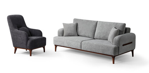 Modern furniture set isolated on white background