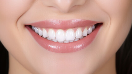 woman smiling with clean teeth. used for a dental ad. isolated on white background