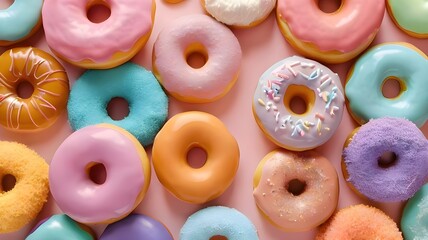 Close Up Of Colorful Donuts.Generative AI