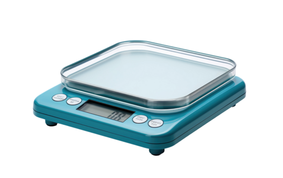 A scale is shown with a glass lid placed on top of it, covering the weighing surface. The glass lid protects the scale from damage and keeps the area clean when not in use. - Powered by Adobe