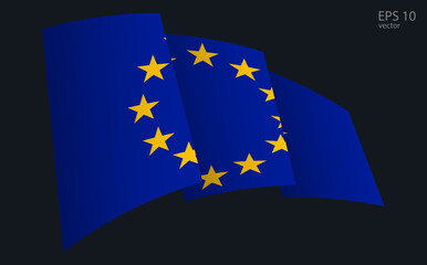 Waving Vector flag of European Union. National flag waving symbol. Banner design element.
