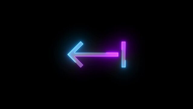 Neon import icon cyan purple color glowing animation black background