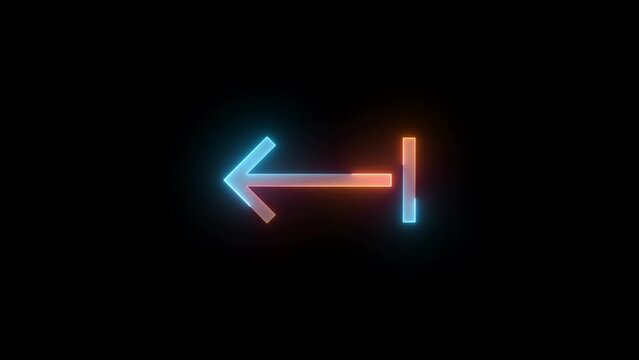 Neon import icon cyan brown color glowing animation black background