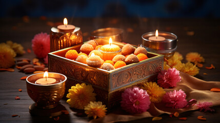 Diwali box consists of Indian sweets. Assorted.