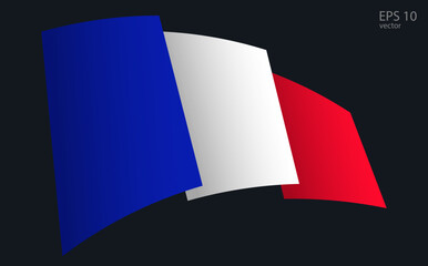 Waving Vector flag of France. National flag waving symbol. Banner design element.
