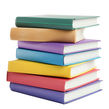 photograph blank color stack books isolated on transparency background PNG