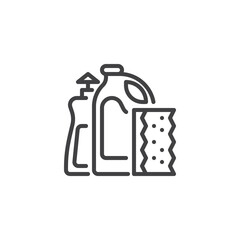 Cleaning supplies line icon