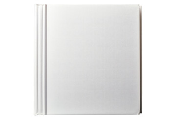 A white notebook rests on a flat surface, showing three black lines running horizontally across the cover. The notebook appears clean and minimalist in design.