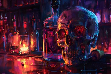 Alcohol is poison abstract art Generative Ai  - obrazy, fototapety, plakaty