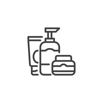 Health and beauty products line icon