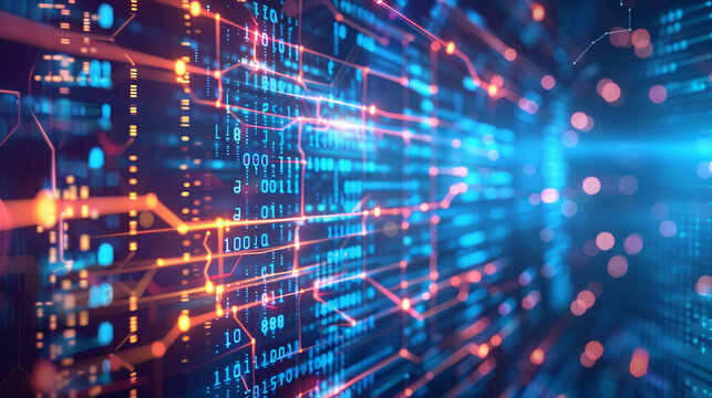 An abstract backdrop featuring intricate code patterns intertwined with digital data
