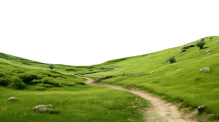 Green hill trail with transparent sky