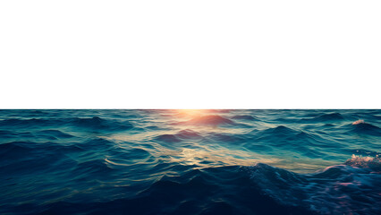 Fototapeta premium Ocean with transparent sky. Isolated ocean with cut out sky