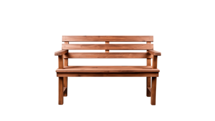 Wooden bench cut out. Isolated bench on transparent background