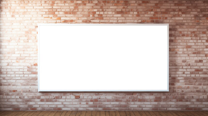Transparent board on brick wall. Old brick wall with transparent board on it