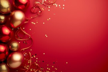 Balloons with confetti. Background template design with helium balloons for Party for Birthday and anniversary celebration, carnival. weddings and valentine's day and international women's day