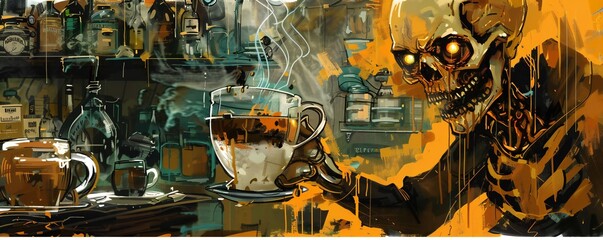 Coffee is poison abstract art Generative Ai 