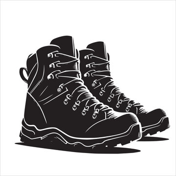 black hiking boots graphic clip art preview