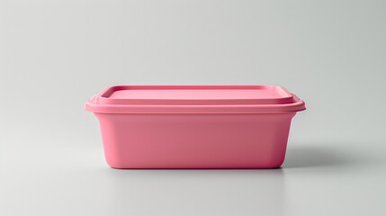 pink plastic container mock up for food isolated on white background