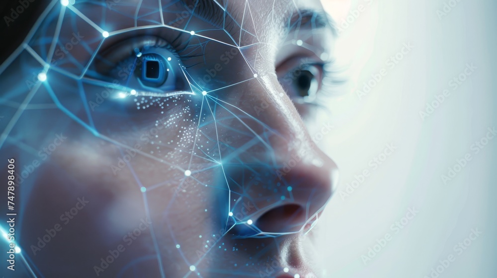 Aufkleber biometric. facial recognition authentication. security system.