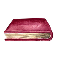 Watercolor book in a flat style, isolated on a white background.