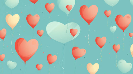 Numerous Heart Shaped Balloons Floating in the Air. Generative AI