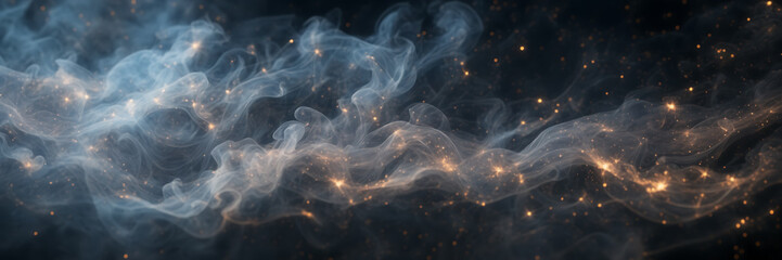 Close-up image revealing the delicate intricacies of smoke patterns against a backdrop of ethereal, starlit skies.