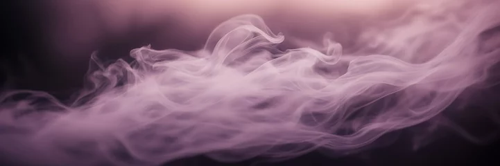 Zelfklevend Fotobehang Close-up image highlighting the delicate wisps of smoke gently unfolding against a background of dusky mauve. © Hans