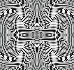 Abstract pattern. Texture with wavy, billowy lines. Optical art background. Wave design black and white. Digital image with a psychedelic stripes. Vector illustration