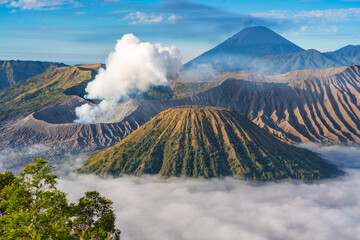 Mount Bromo volcano during sunrise - 747899602