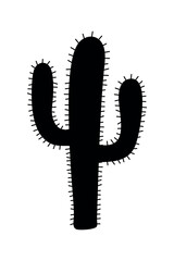 cactus black silhouette, cartoon, simple vector illustration
