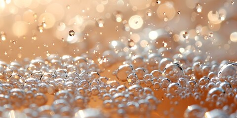 Capturing the mesmerizing formation of effervescent champagne bubbles: a macro shot. Concept Macro...