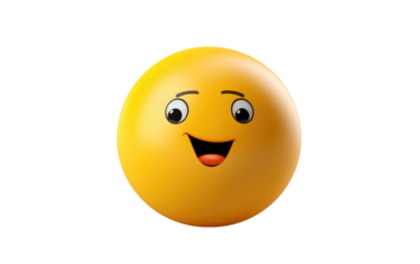 A yellow ball featuring a simple smiley face design is depicted against a plain background, showcasing its cheerful and playful appearance.