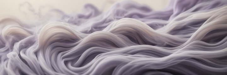 Close-up image revealing the dynamic interplay of smoke tendrils in shades of ivory and pearl against a canvas of dusky lavender. - obrazy, fototapety, plakaty
