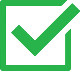 Green Check mark icon. Tick mark symbol. Simple check mark. Quality sign icon. Checklist symbol. Approval check. stock vector. Circle and square. Tick sign.