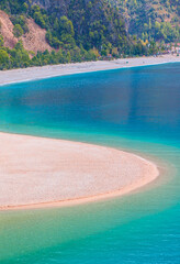 Panoramic view of amazing Oludeniz Beach And Blue Lagoon, Oludeniz beach is best beaches in Turkey - Fethiye, Turkey