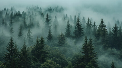 Foggy Forest Trees Nature