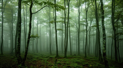 Foggy Forest Trees Nature
