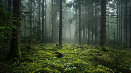 Foggy Forest Trees Nature