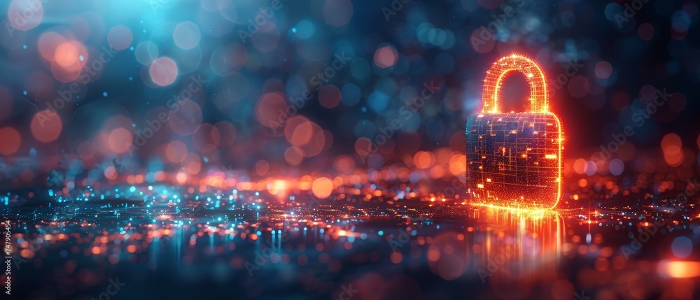 Leinwandbilder A concept that relates to cybersecurity, user privacy security and encryption, secure internet access, future technology and cybernetics, screen padlocks, anti-hacker, and cybercrime that is related