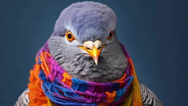 video of a dove wearing a winter scarf