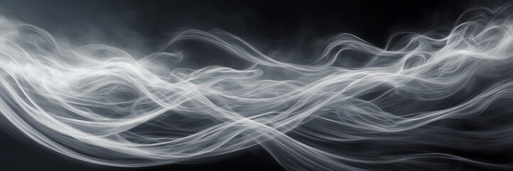 Abstract depiction of swirling smoke trails in hues of silver and steel against a backdrop of misty moonlight. - obrazy, fototapety, plakaty