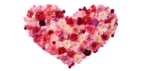 Petals of Passion: Hot Pink and Red Flower Heart for Valentines and Mother's Day. on Transparent Background