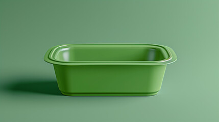 green plastic container mock up for food isolated on green background