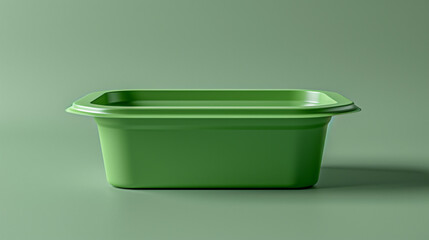 green plastic container mock up for food isolated on green background